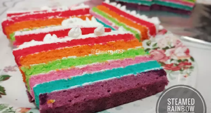 Steamed Rainbow Cake