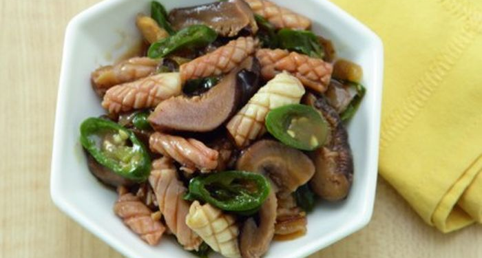 Tumis Cumi Jamur Hioko