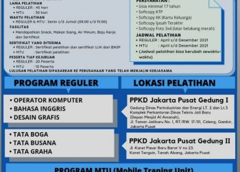 Pelatihan Kerja Gratis dari PPKD Jakarta Pusat Telah Dibuka, Ini Persyaratannya