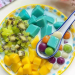 Kreasi Takjil Anak, Blue Milk Pudding Fruits
