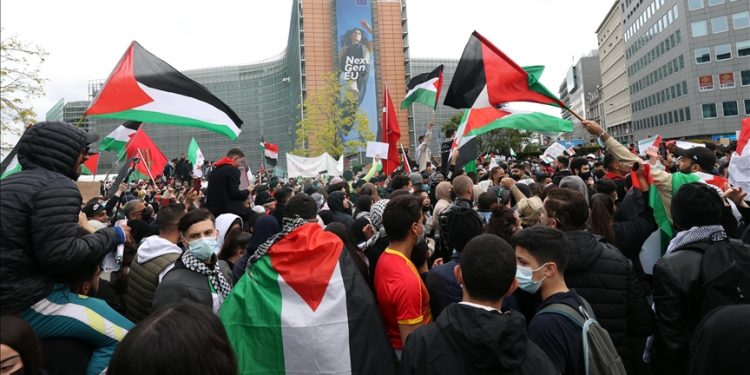 Aksi Protes Kecam Serangan Israel di Gaza Digelar di Brussel