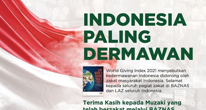CAF Nobatkan RI Negara Terdermawan, BAZNAS Gencarkan Gerakan Cinta Zakat