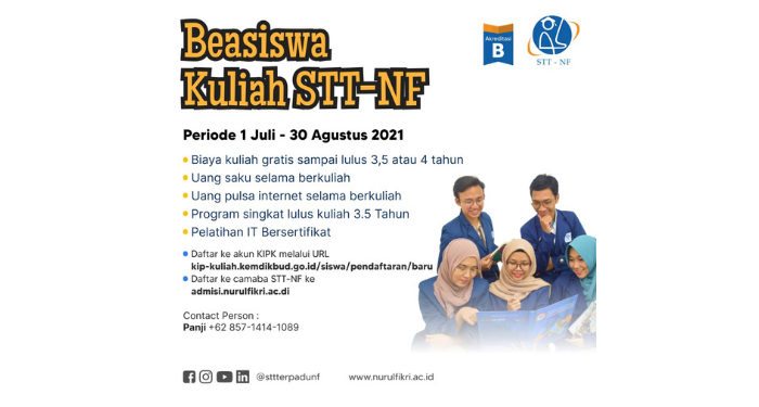 Beasiswa Kuliah S1 di STT-NF