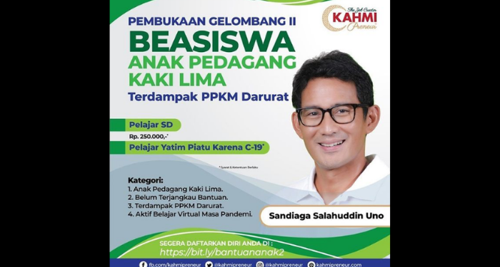 Beasiswa untuk Anak Pedagang Kaki Lima Terdampak PPKM