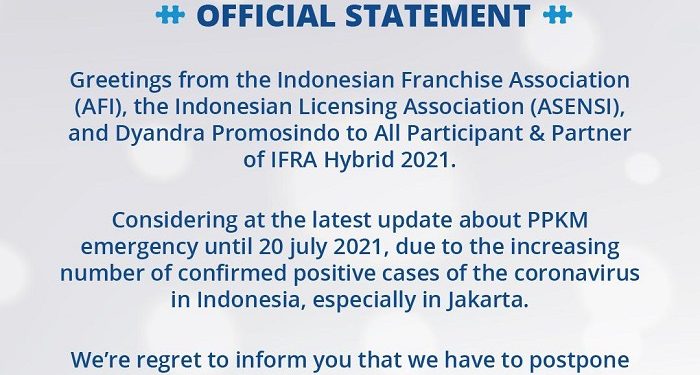Pameran Waralaba dan Lisensi IFRA Hybrid, Ditunda Hingga November 2021
