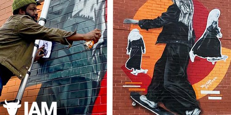 Inspirasi di Balik Mural Gadis Berjilbab Bermain Skateboard