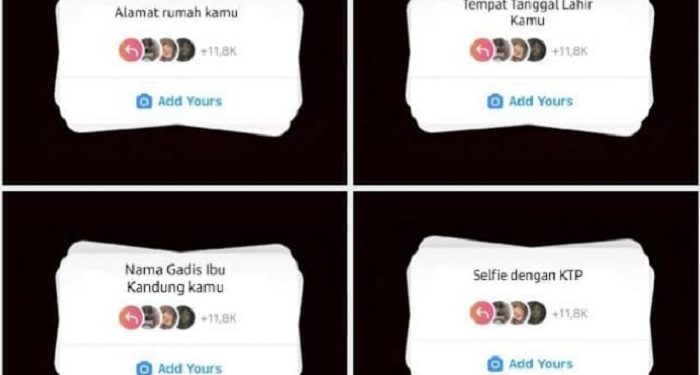 Viral Challenge Share IG Story Add Yours, Bocorkan Data Pribadi