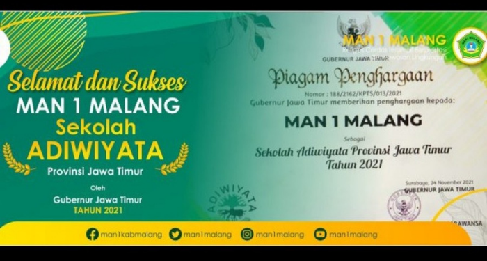Ciptakan Lingkungan Hidup yang Sehat, MAN 1 Malang Raih Penghargaan Adiwiyata Provinsi