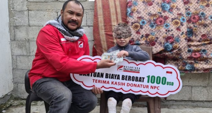 NPC Salurkan Bantuan Uang Tunai untuk Anak Gaza yang Sekujur Tubuhnya Penuh Luka