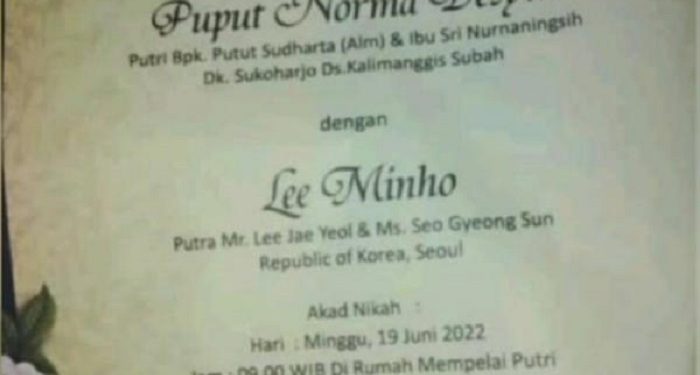 Lee Minho Menikah dengan Gadis asal Batang, Ini Faktanya