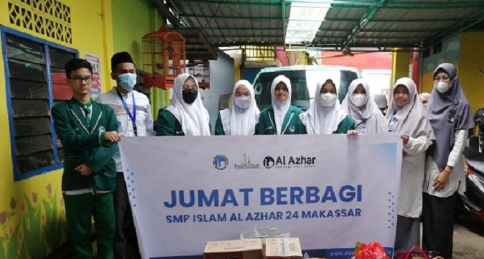 Gelar Jumat Berbagi, LAZ Al Azhar Sulsel dan SMPI Al Azhar 24 Makassar Kirimkan Bantuan untuk Panti Tunanetra