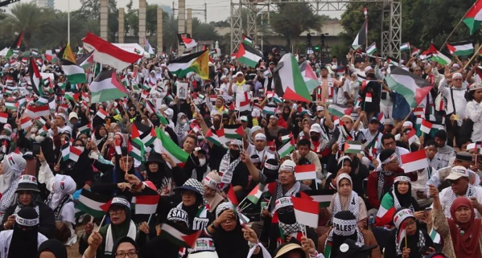 Ribuan Peserta Aksi Bela Al-Aqsa Penuhi Lapangan Masjid Agung Al-Azhar