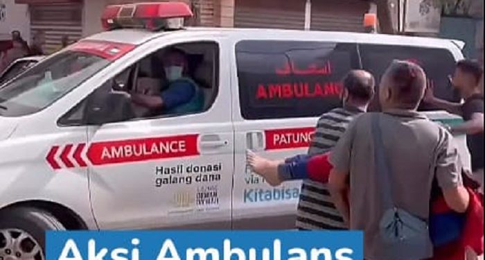 Ambulans Laznas Dewan Da’wah Aktif Bantu Korban Serangan Bom di Mal Abu Dalal, Gaza