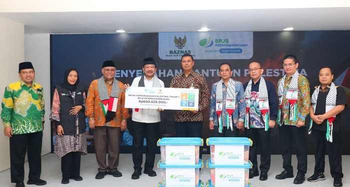 Bentuk Peduli Kemanusiaan Palestina BPJS Ketenagakerjaan serahkan Bantuan Rp600.620.000 melalui Baznas