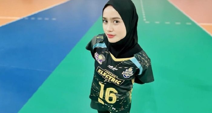 Bertugas Sebagai Libero, Begini Potret Wahida Muntaza Pemain Voli Jakarta Electric PLN