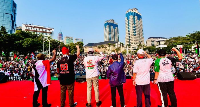 Ribuan Massa Aksi Sport Solidarity Day Serukan Penolakan Israel Ikut Olimpiade Paris 2024