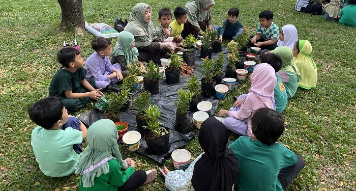 Green Day TK Jakarta Islamic School Belajar Menanam di Taman Piknik
