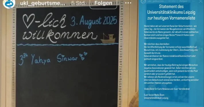 Nama Bayi "Yahya Sinwar" di Rumah Sakit Leipzig Menuai Reaksi Pro-Kontra di Media Sosial