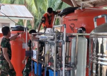 Kemhan bersama Unhan Pasang 60 Unit Instalasi Penjernih Air Siap Minum di Aceh Tamiang